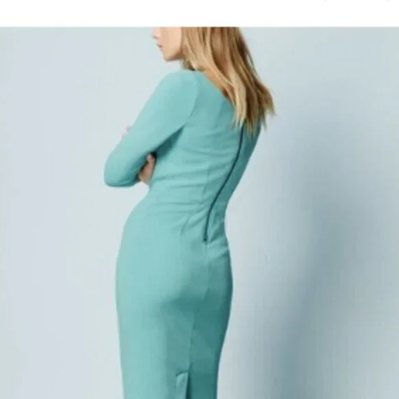 Boden Aurelia Ottoman Ribbed Stretch Robins Egg Blue Sheath Dress US 8L - Picture 3 of 8